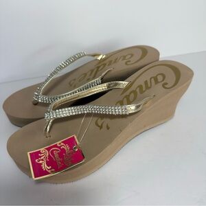 Candie's Sparkling Gold Wedge Sandals size M 7-8